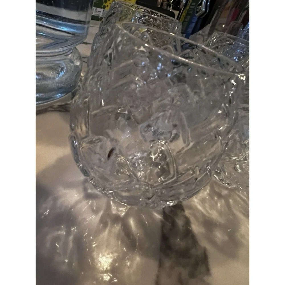 3 Anthropologie Helianthus Clear Water Goblet Glass Set glasses whiskey table